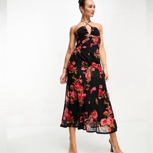 ASOS Floral Mesh Midi Dress NWT